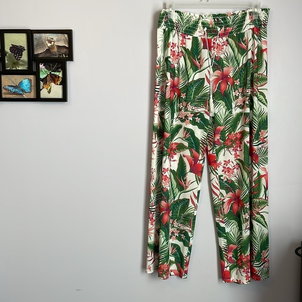 West Loop Tropical Floral Palazzo Wide Leg Pants size XL